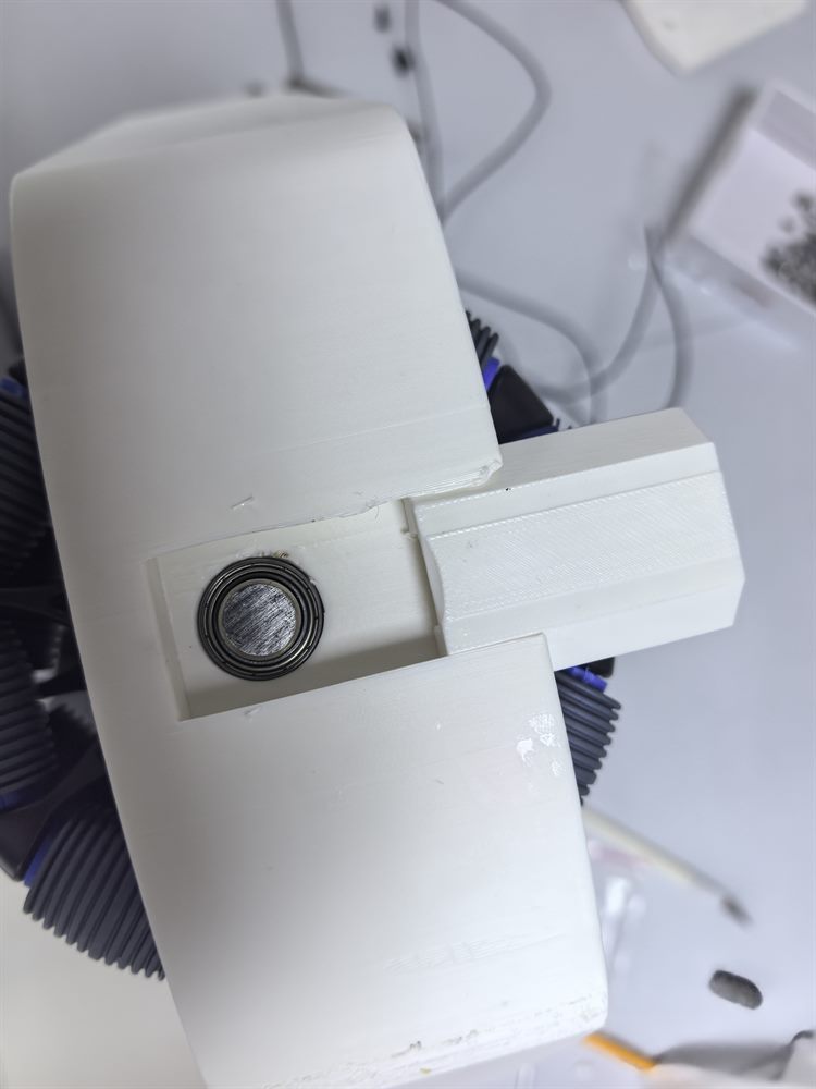 Installed omni wheel bearing cover