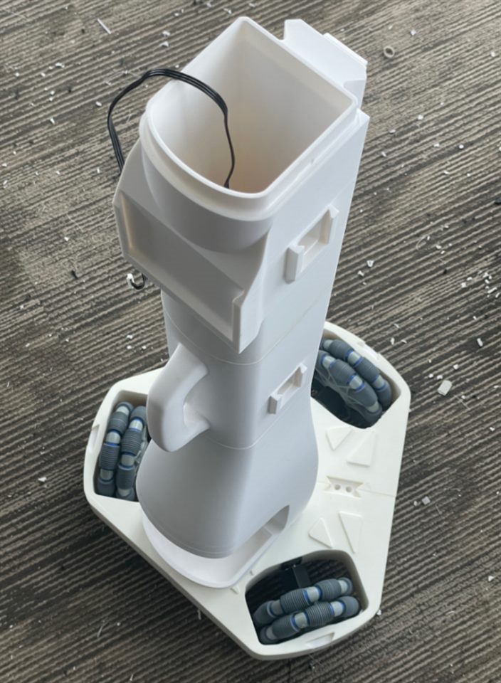 Wheel servo cable routed through side channels